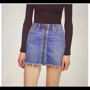FREE PEOPLE ZIP IT UP DENIM MINI
